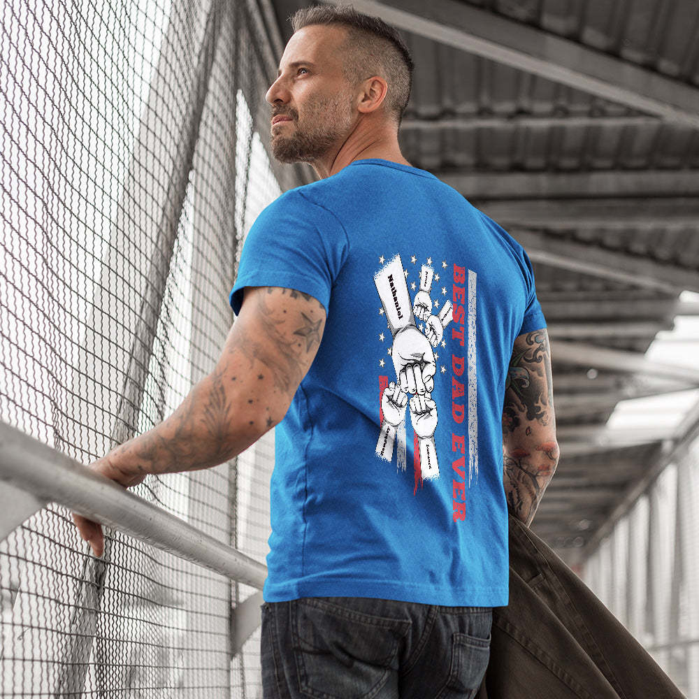 Personalized Fist Bump T-Shirt Custom Engraved Back Printed T-Shirt Father's Day Gift - soufeelmy