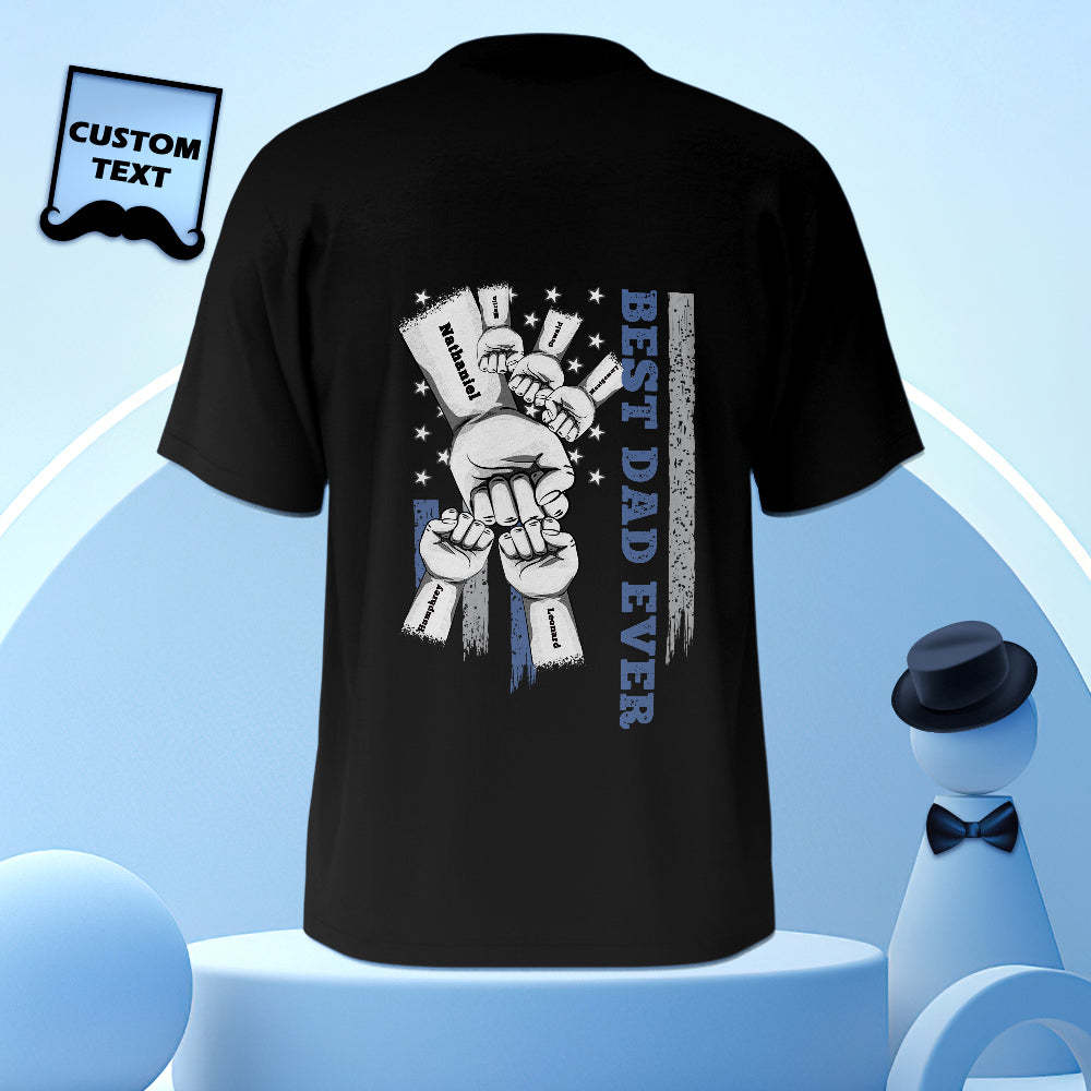 Personalized Fist Bump T-Shirt Custom Engraved Back Printed T-Shirt Father's Day Gift - soufeelmy