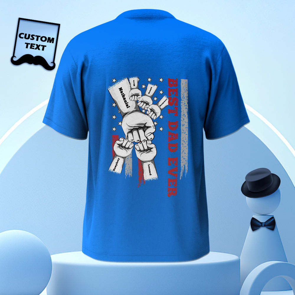 Personalized Fist Bump T-Shirt Custom Engraved Back Printed T-Shirt Father's Day Gift - soufeelmy