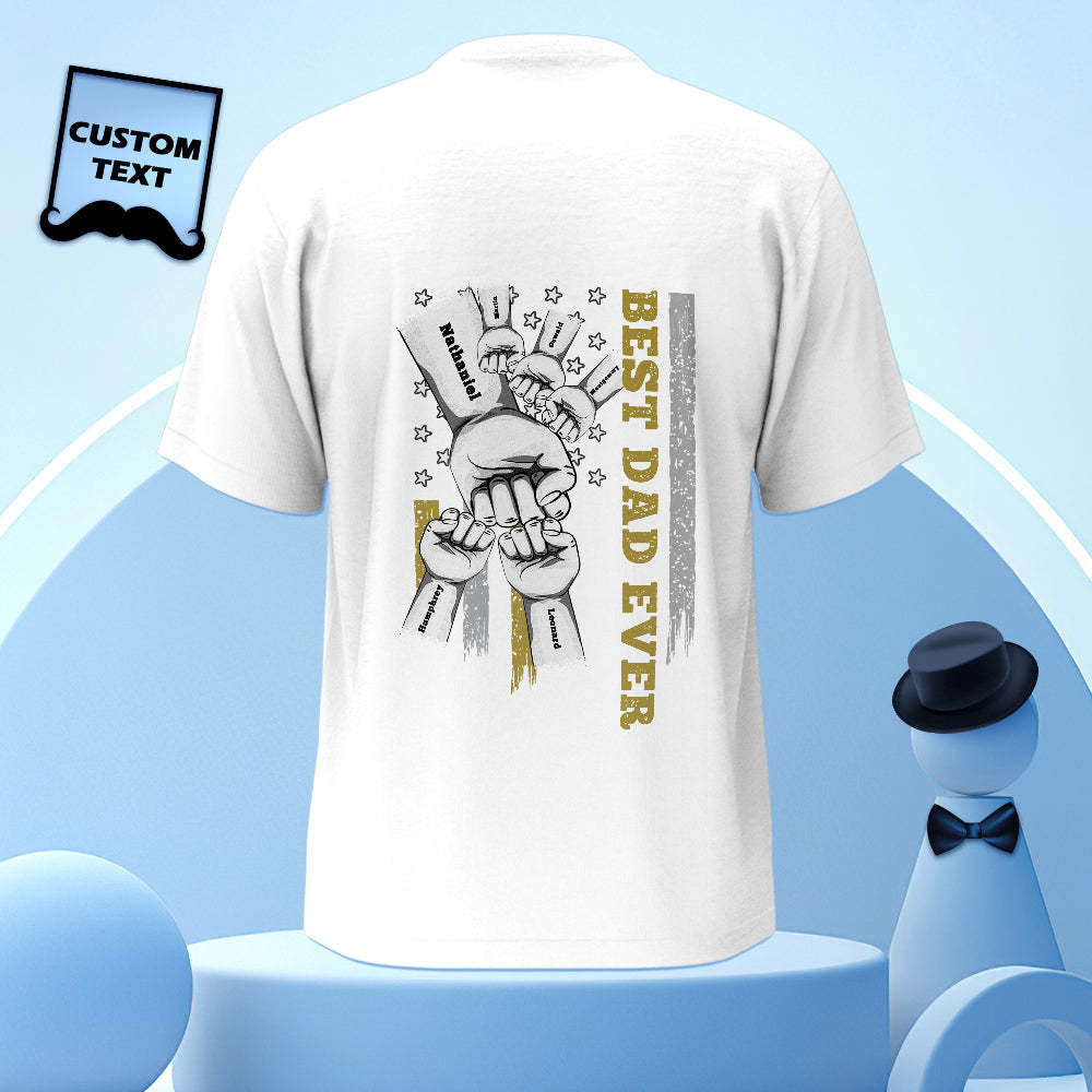 Personalized Fist Bump T-Shirt Custom Engraved Back Printed T-Shirt Father's Day Gift - soufeelmy
