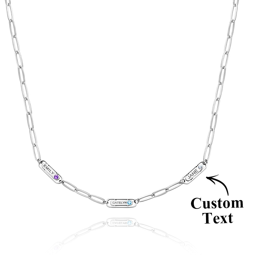 Personalized Name Birthstone Simple Necklace Gift - soufeelmy