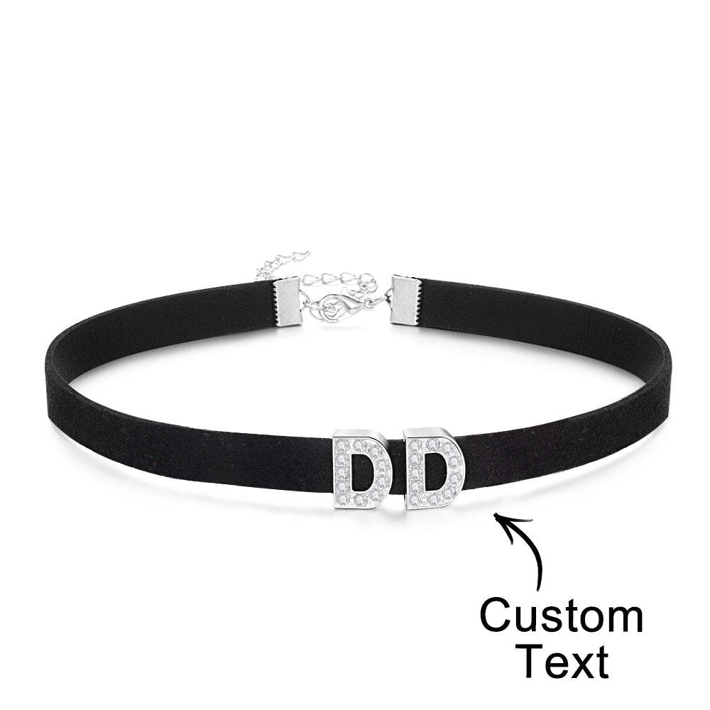 Custom Fashion Letter Necklace Black Leather Choker Collar Personalized Sexy Party Name Necklace Jewelry - soufeelmy