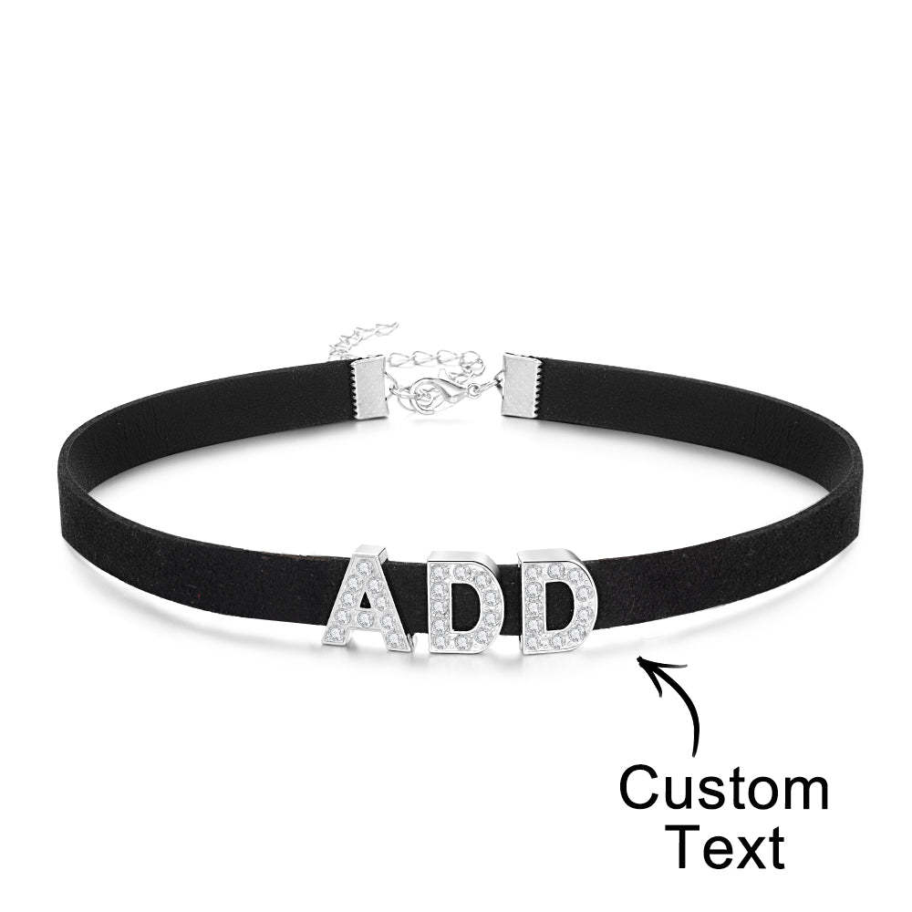 Custom Fashion Letter Necklace Black Leather Choker Collar Personalized Sexy Party Name Necklace Jewelry - soufeelmy