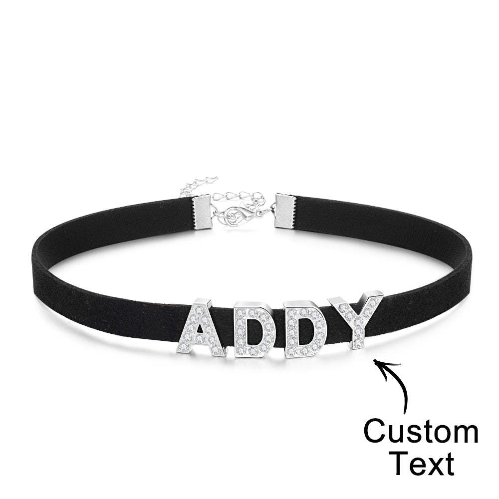 Custom Fashion Letter Necklace Black Leather Choker Collar Personalized Sexy Party Name Necklace Jewelry - soufeelmy