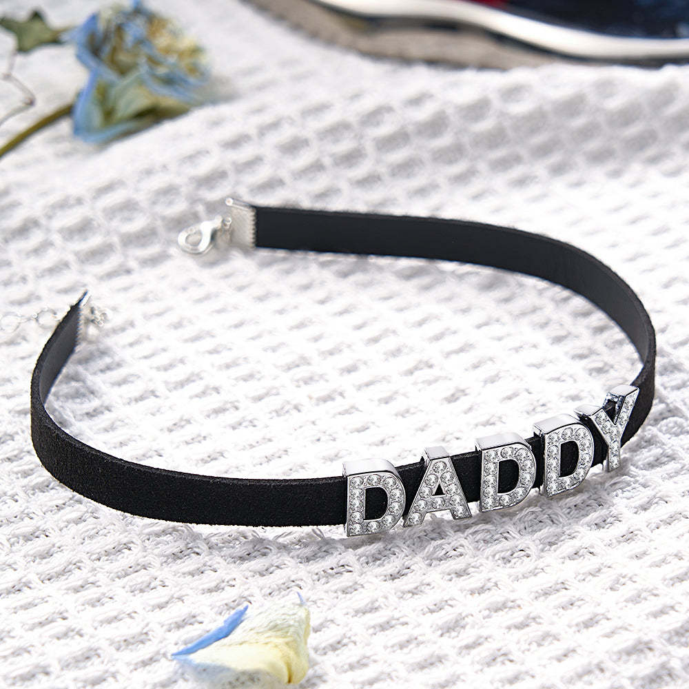 Custom Fashion Letter Necklace Black Leather Choker Collar Personalized Sexy Party Name Necklace Jewelry - soufeelmy
