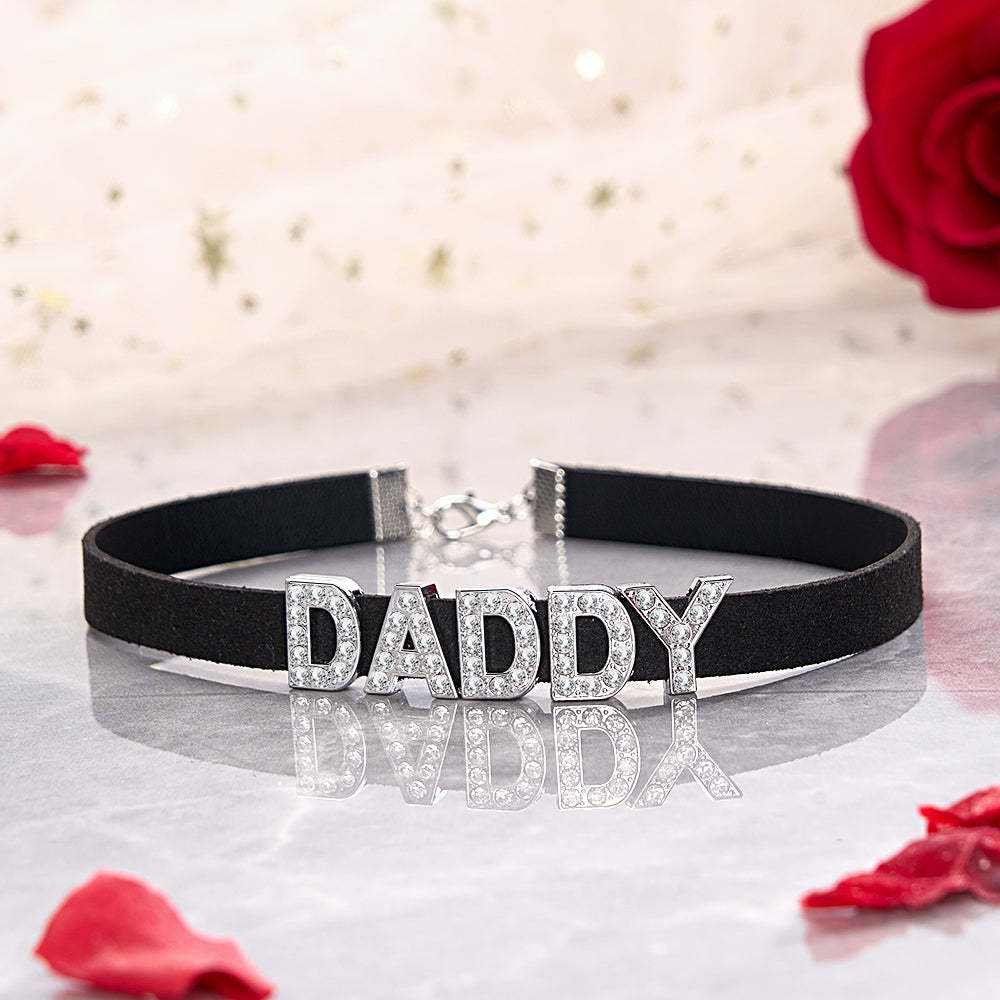 Custom Fashion Letter Necklace Black Leather Choker Collar Personalized Sexy Party Name Necklace Jewelry - soufeelmy