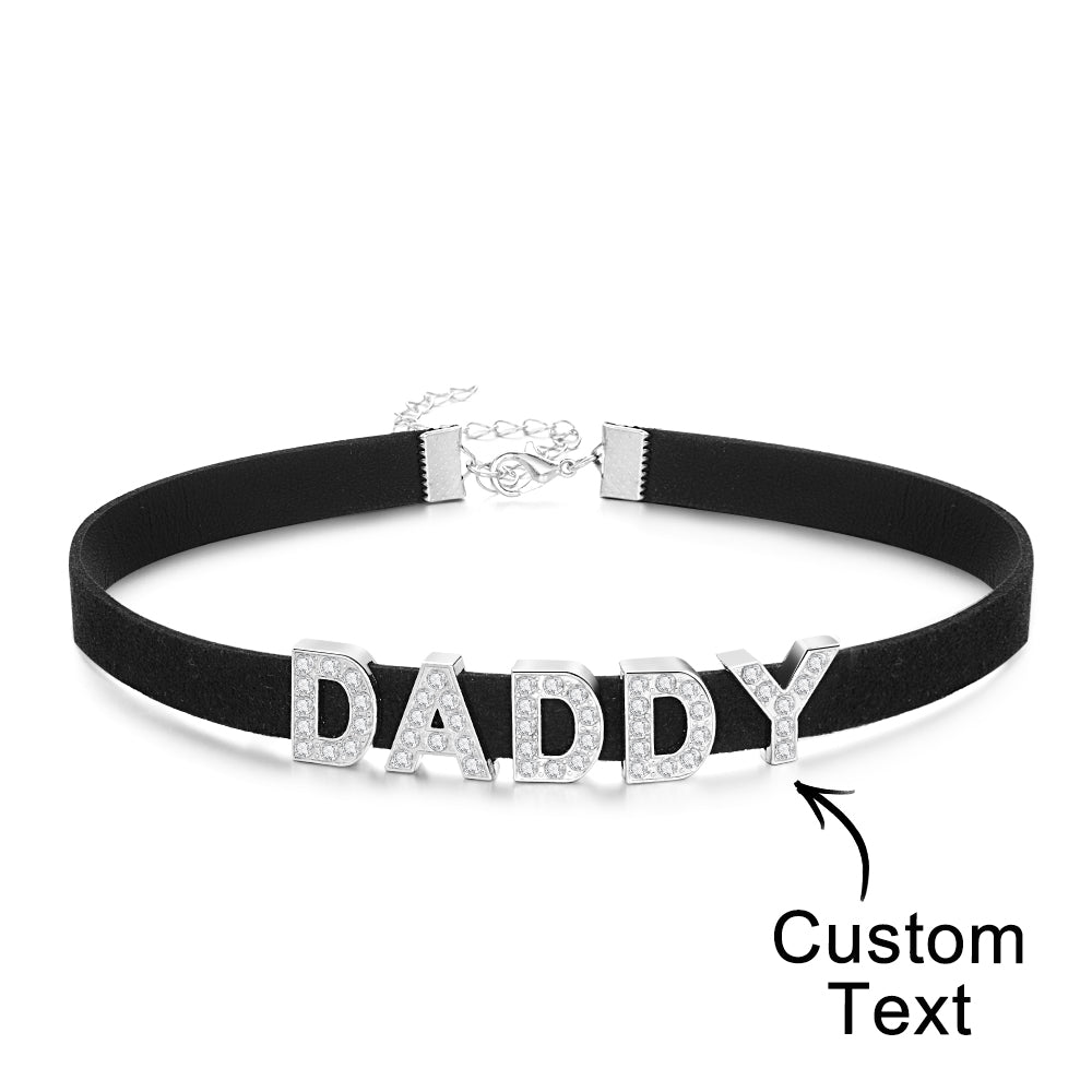 Custom Fashion Letter Necklace Black Leather Choker Collar Personalized Sexy Party Name Necklace Jewelry - soufeelmy