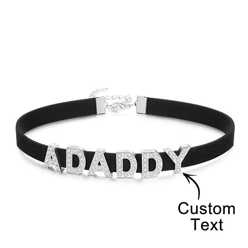 Custom Fashion Letter Necklace Black Leather Choker Collar Personalized Sexy Party Name Necklace Jewelry - soufeelmy