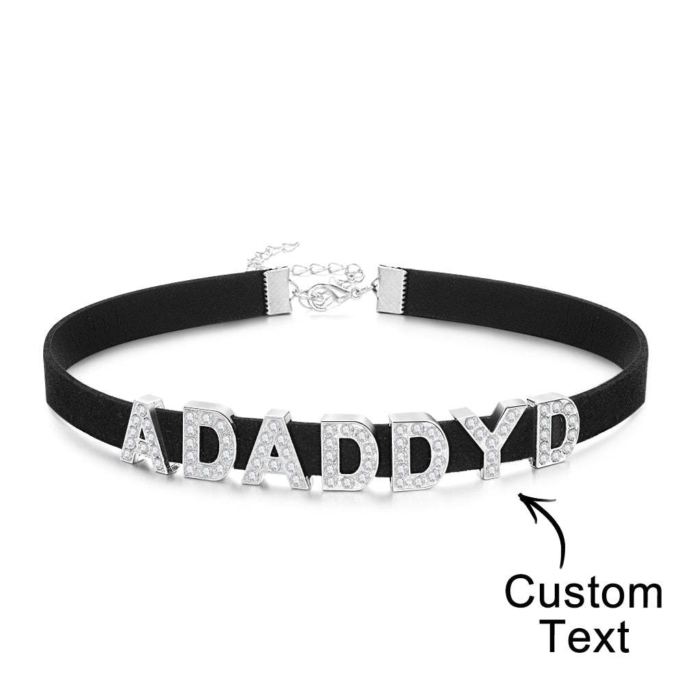 Custom Fashion Letter Necklace Black Leather Choker Collar Personalized Sexy Party Name Necklace Jewelry - soufeelmy