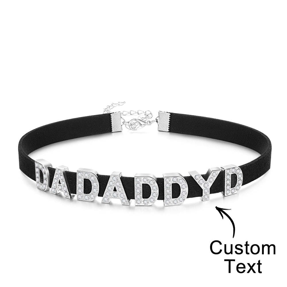 Custom Fashion Letter Necklace Black Leather Choker Collar Personalized Sexy Party Name Necklace Jewelry - soufeelmy