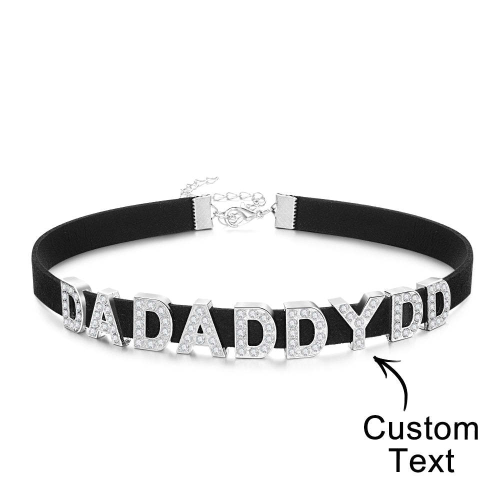 Custom Fashion Letter Necklace Black Leather Choker Collar Personalized Sexy Party Name Necklace Jewelry - soufeelmy