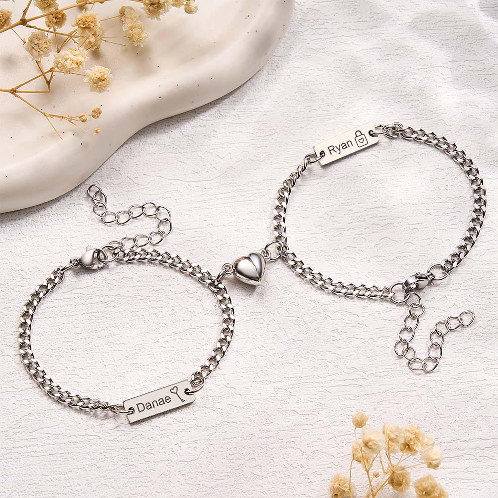 Personalized Matching Bracelets for Couples Custom Couples Bracelets for bf and gf Valentine's Day Christmas Birthday - soufeelmy