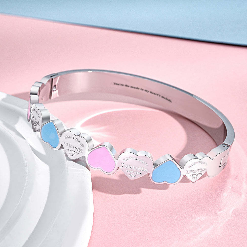 Engravable Peach Heart Bracelet Sweet Cute Colorful Bracelet Jewelry Gift For Her - soufeelmy