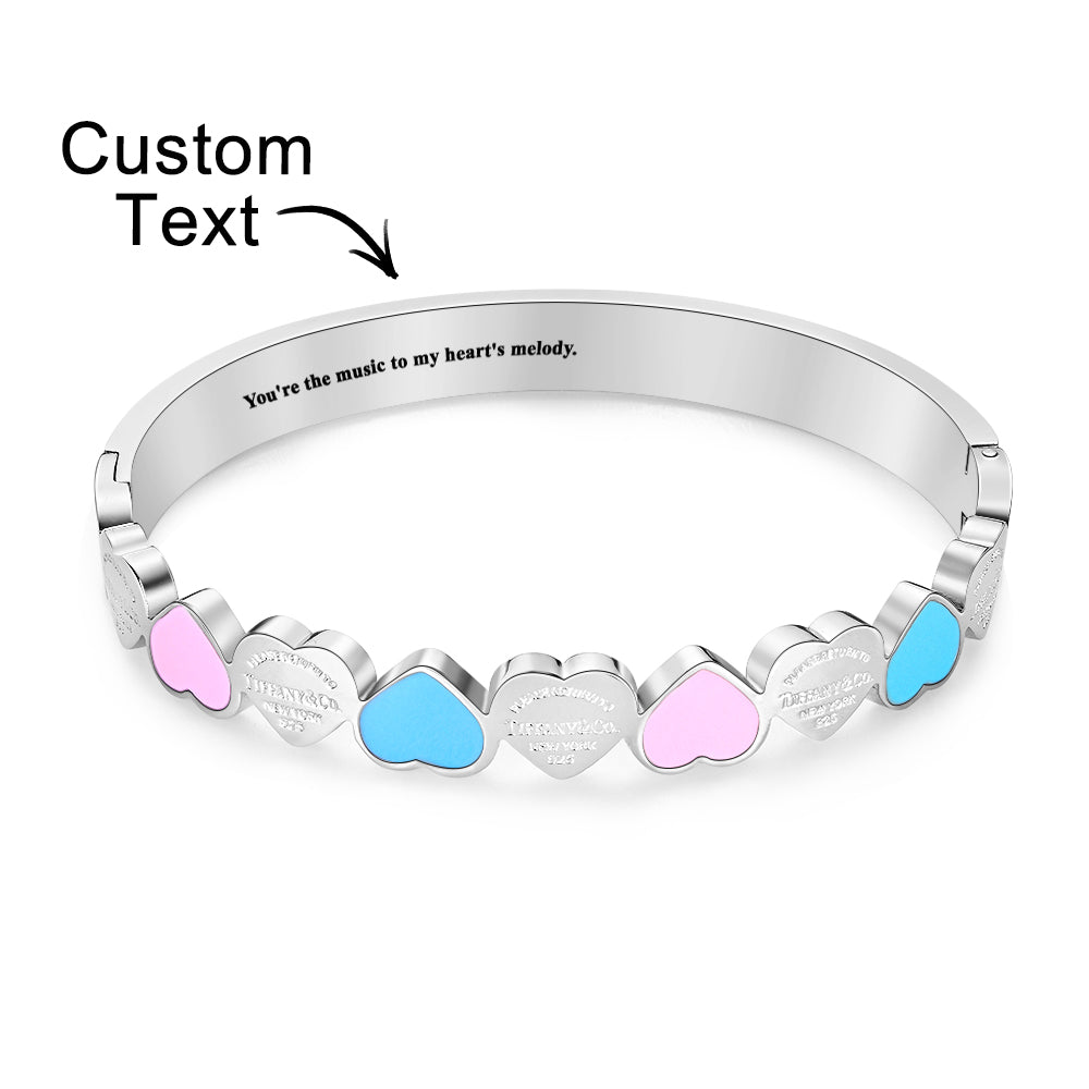 Engravable Peach Heart Bracelet Sweet Cute Colorful Bracelet Jewelry Gift For Her - soufeelmy