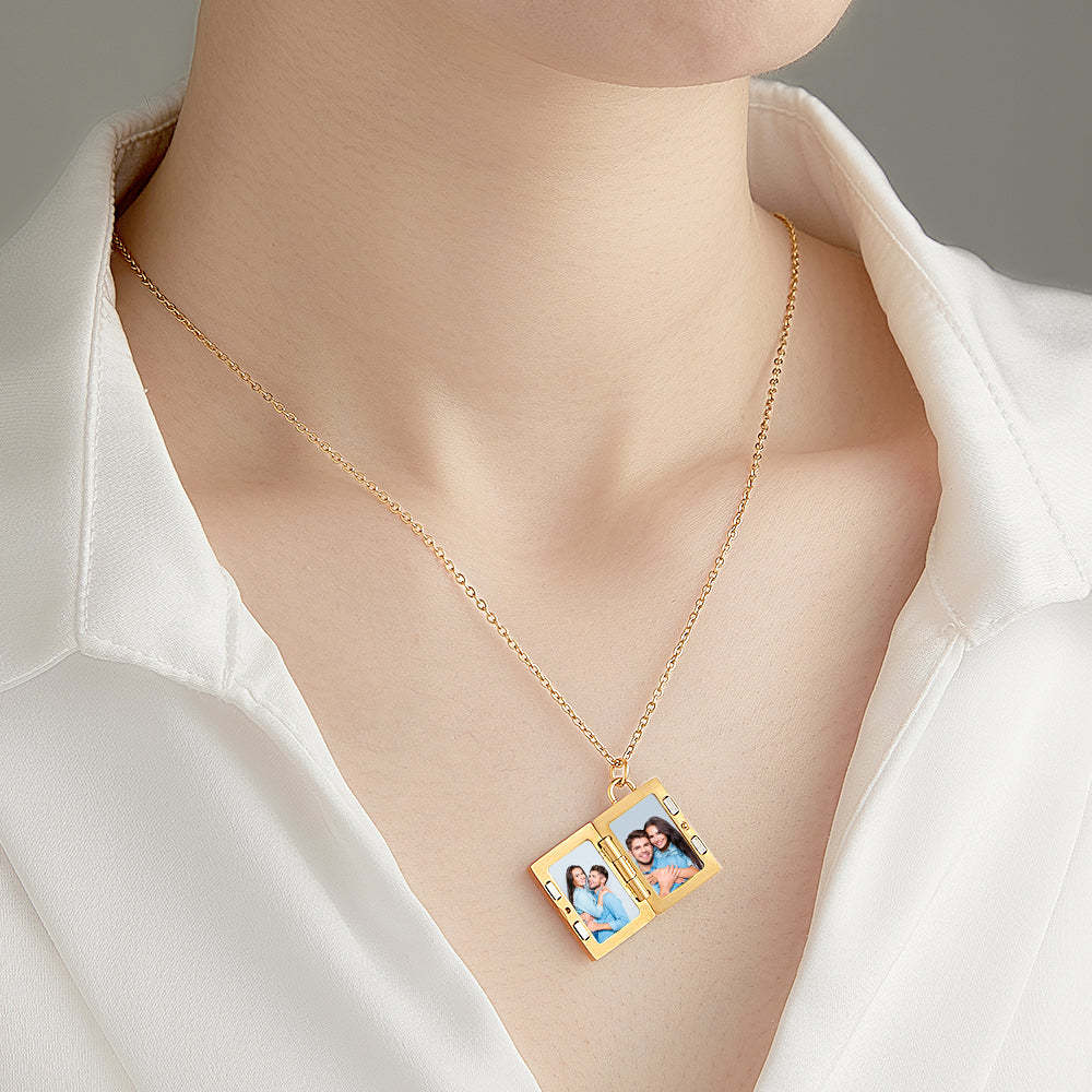 Custom Photo Locket Necklace Vintage Inspired Gift for Couple - soufeelmy