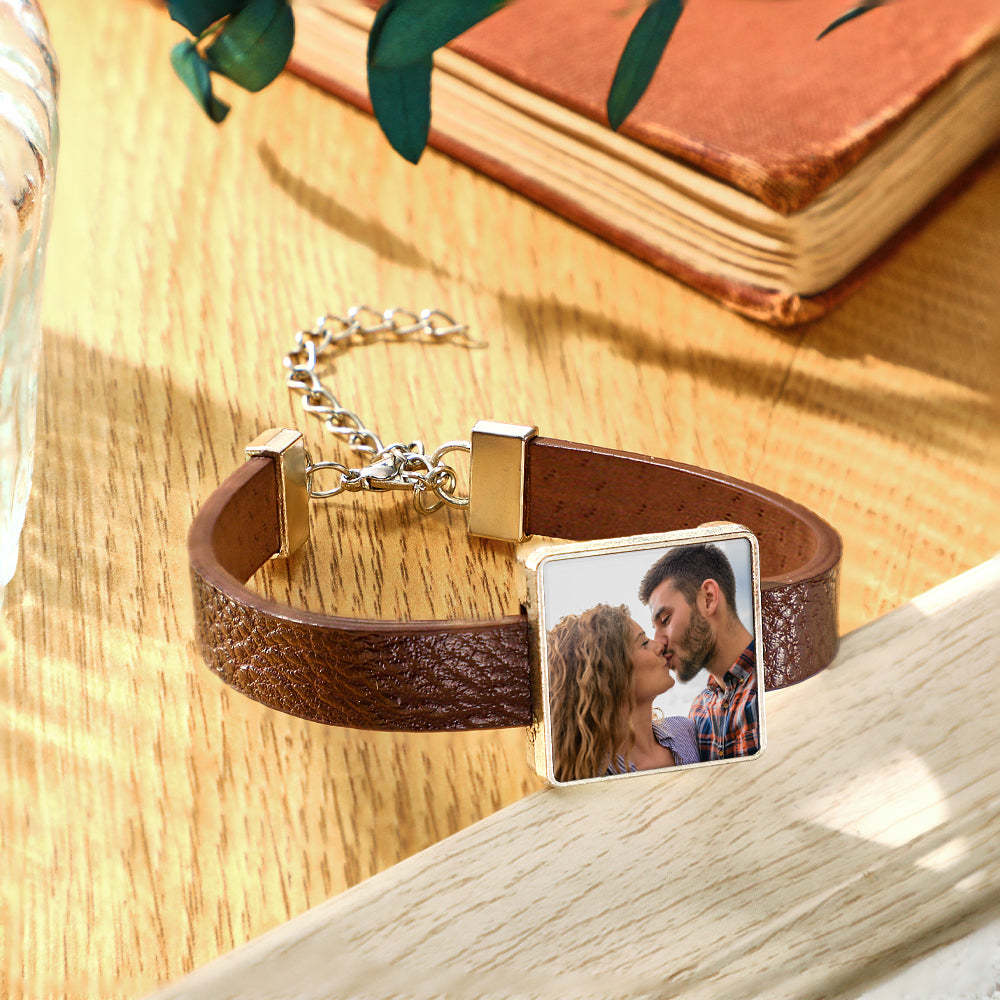 Personalized Photo Leather Bracelet Fashionable Bracelet Accessory For Men - soufeelmy