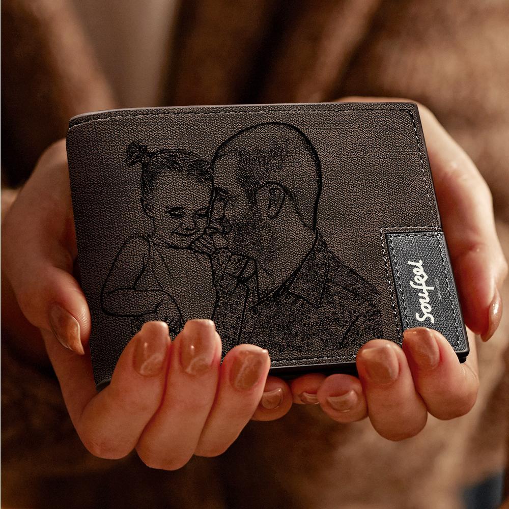 Personalized Wallet Set, Photo Wallet with Engraving Poke Wallet Card for Farther's Day - soufeelmy