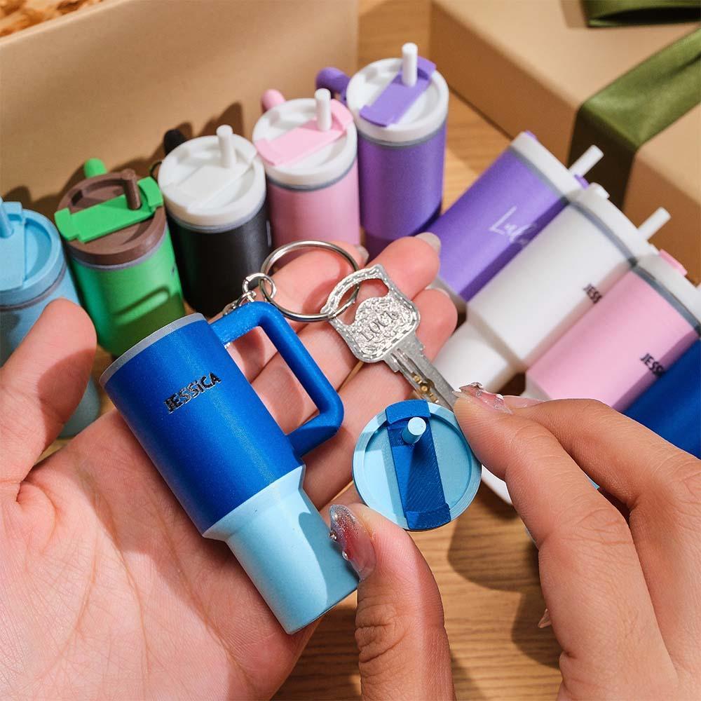 Miniature Tumbler Keychains with Custom Name Portable Pill Box - soufeelmy
