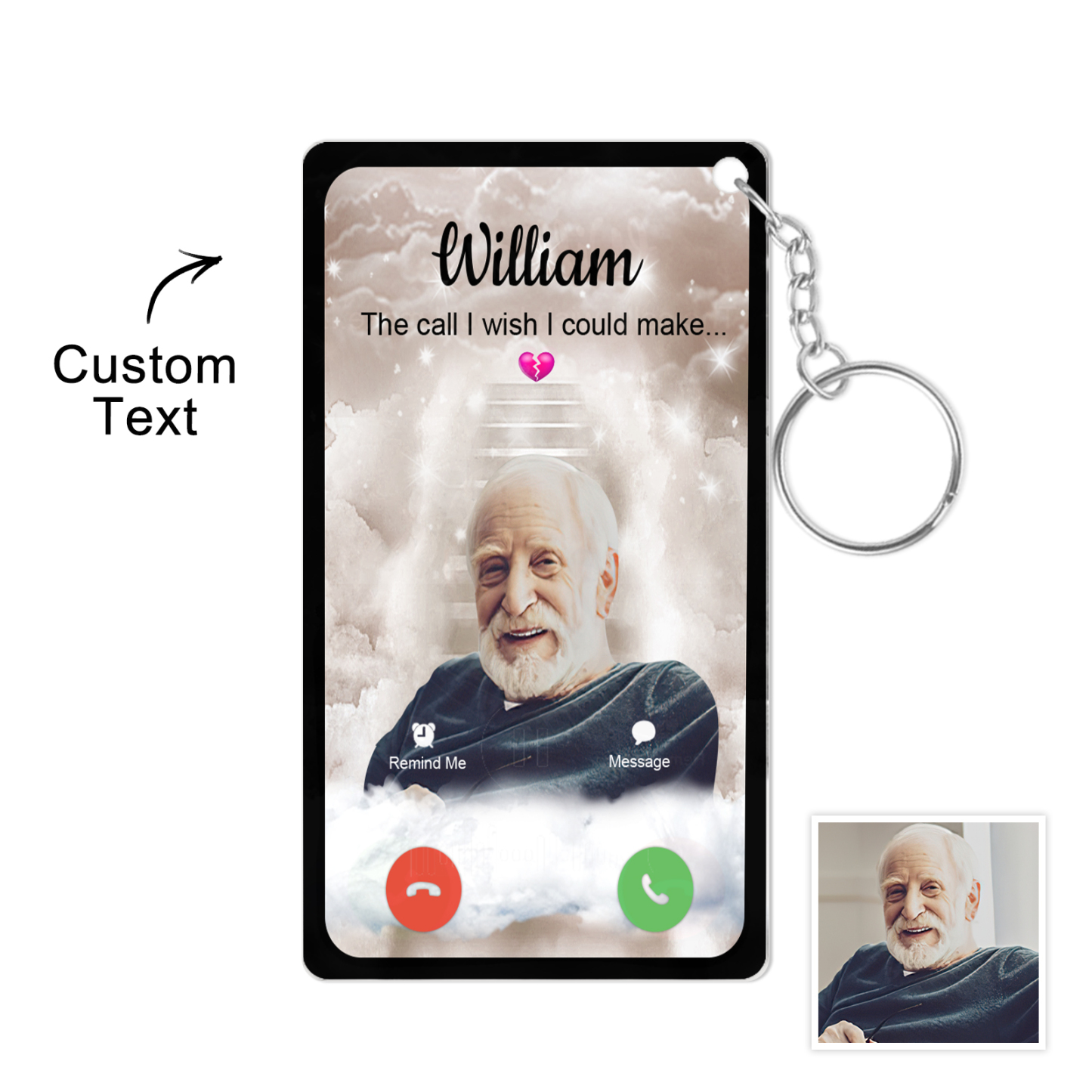 Personalized Acrylic Keychain The Call I Wish I Could Take Memorial Sympathy Gift Remembrance Custom Engraving Photo Keychain - soufeelmy