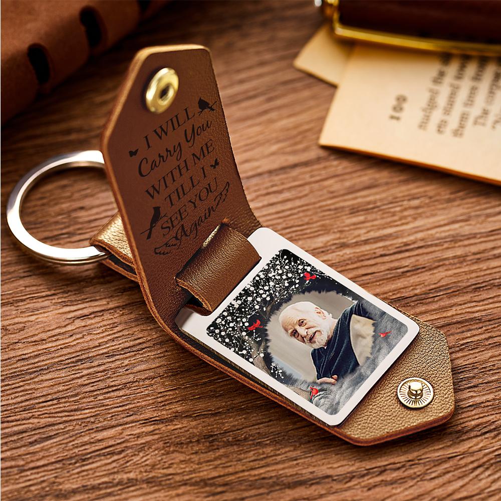 Custom Leather Photo Keychain Until I See You Again Unique Design Gift - soufeelmy
