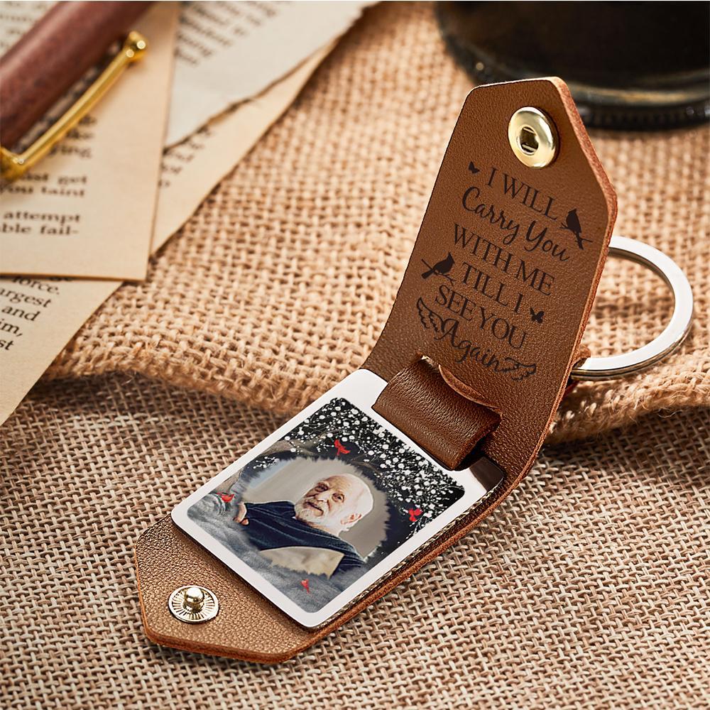 Custom Leather Photo Keychain Until I See You Again Unique Design Gift - soufeelmy