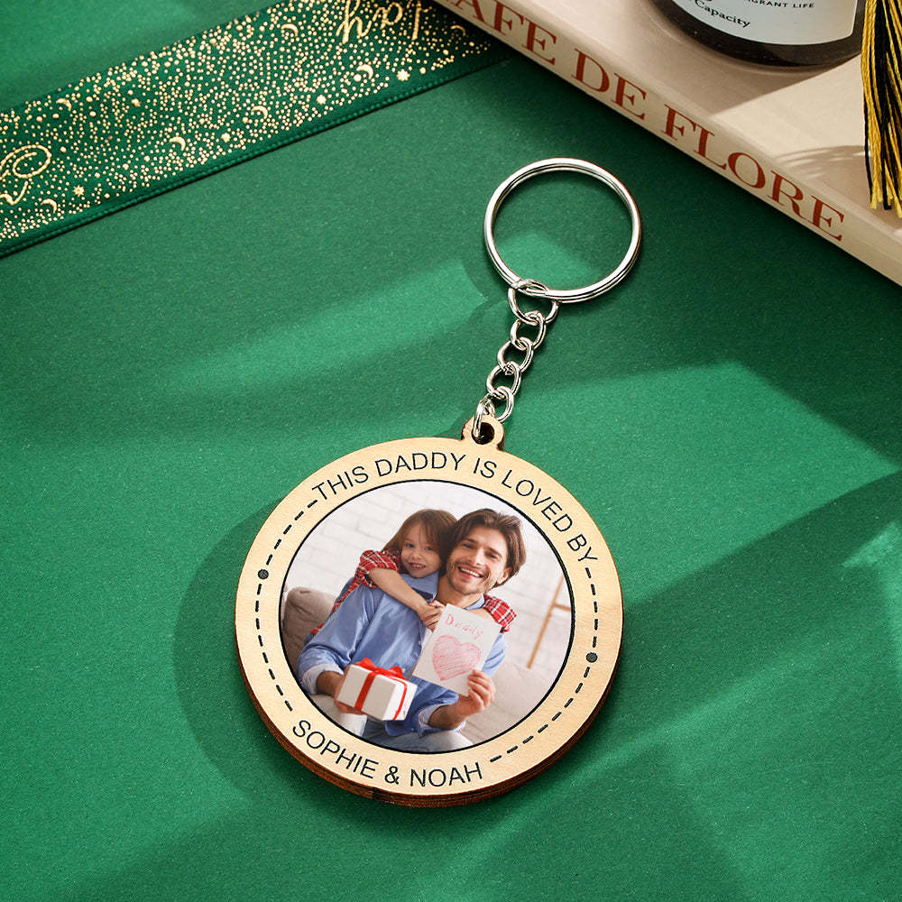 Custom Photo Keychain Personalized Wooden Round Keychain Father's Day Gift - soufeelmy