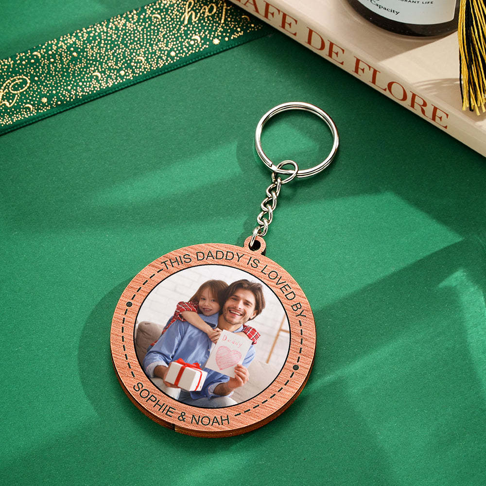 Custom Photo Keychain Personalized Wooden Round Keychain Father's Day Gift - soufeelmy