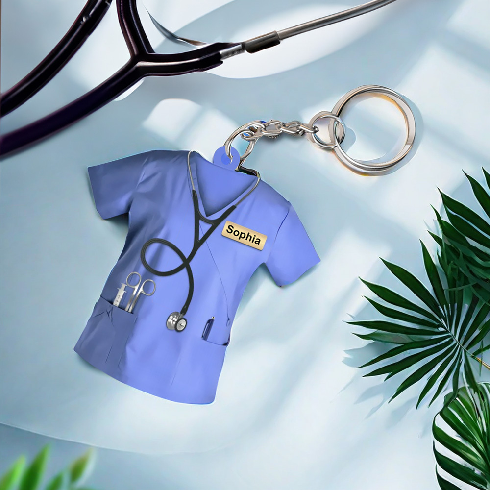Custom Nurse Uniform Keychain Acrylic Keychain With Text Unique Gift For Nurse - soufeelmy