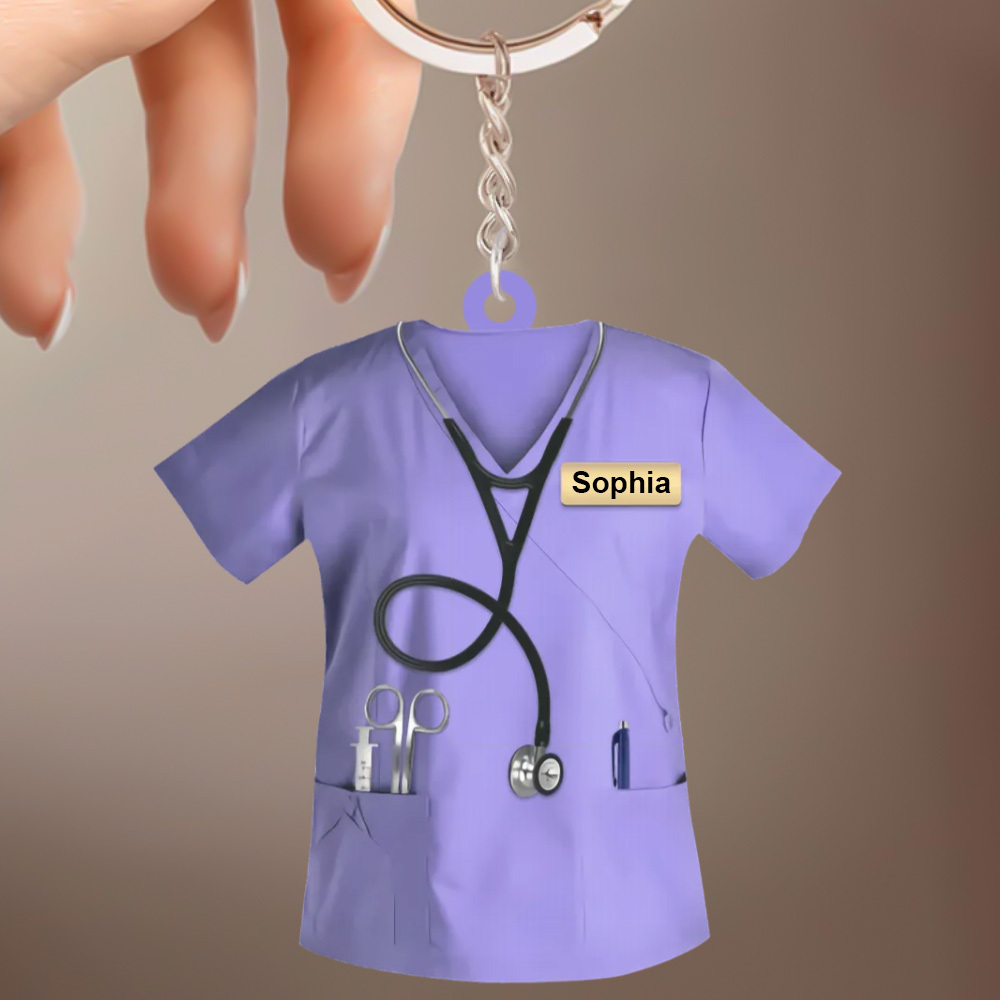 Custom Nurse Uniform Keychain Acrylic Keychain With Text Unique Gift For Nurse - soufeelmy