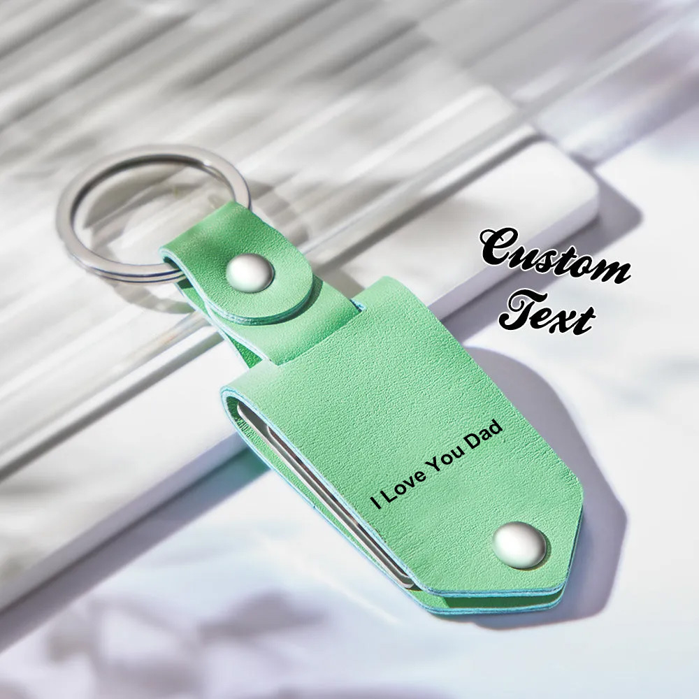 Personalized Leather Photo Drive Safe Keychain Custom Engraved Text Commemorative Keychain Gifts For Father - soufeelmy