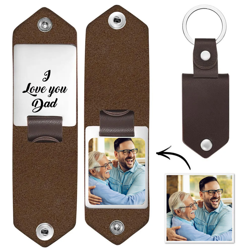 Custom Photo Keychain Engraved Keychains Leather Gifts For Father - soufeelmy
