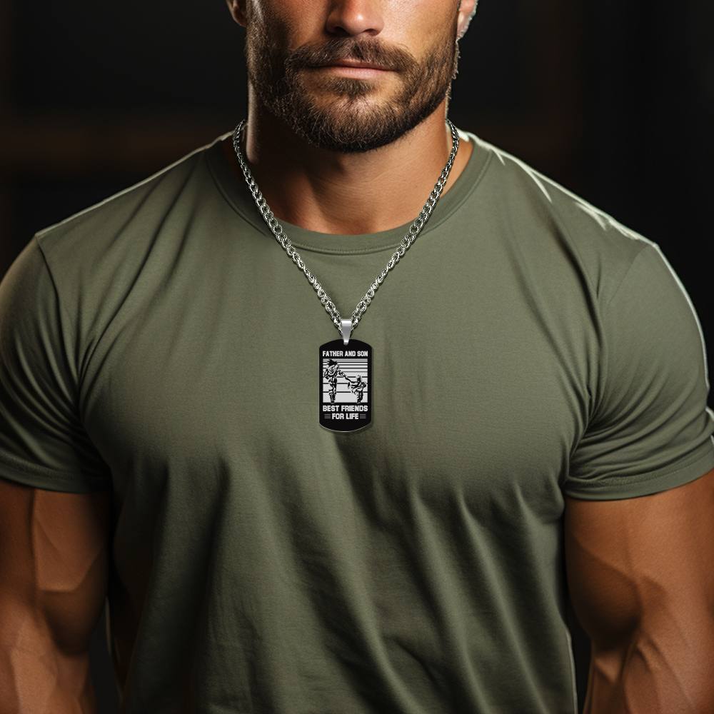 Personalized TO MY DAD Men's Necklace  I KNOW IT IS NOT EASY Dog Tag Necklace Jewelry Gift for Father - soufeelmy