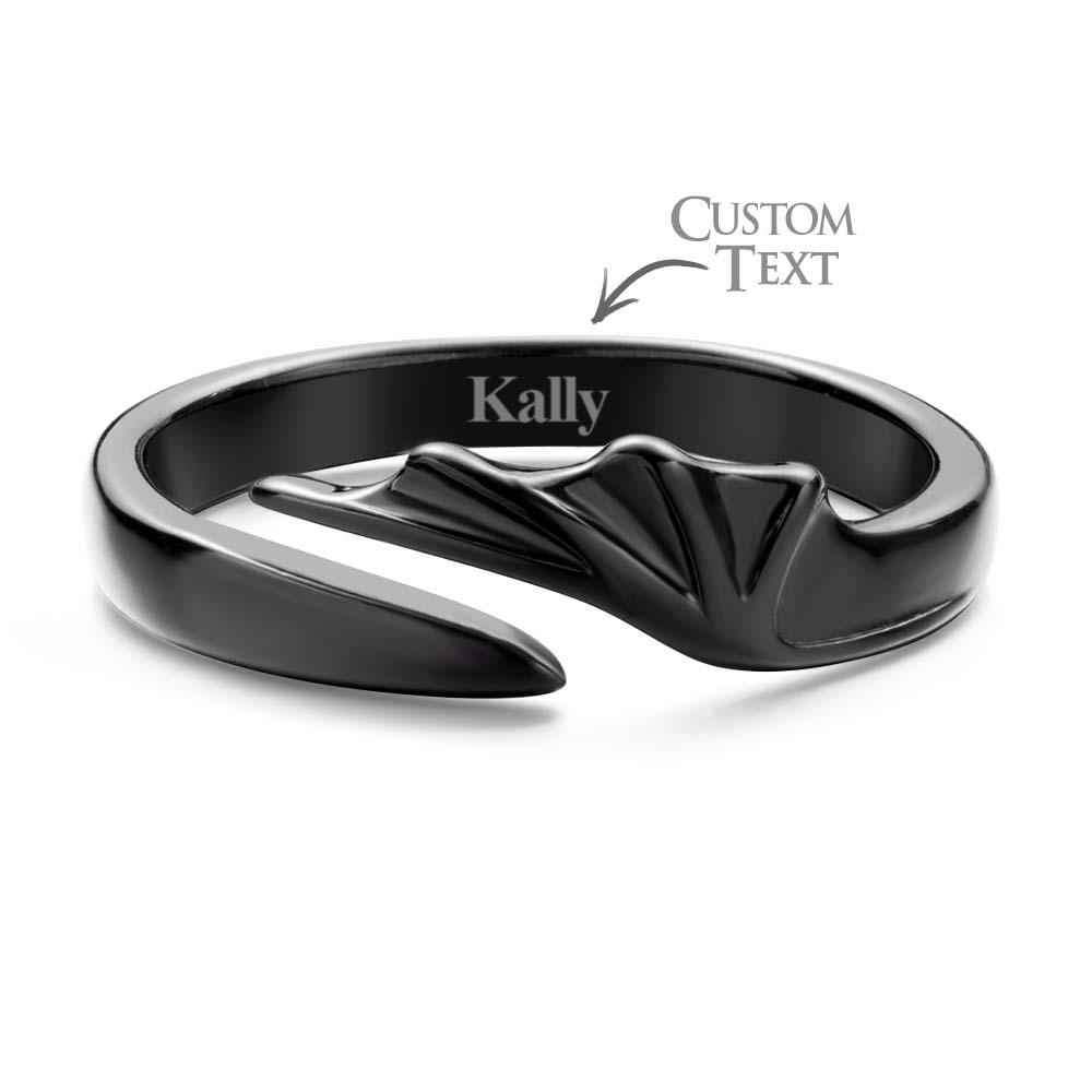 Engravable Wings Devil and Angel Ring Simple Trendy Couple Open Rings - soufeelmy