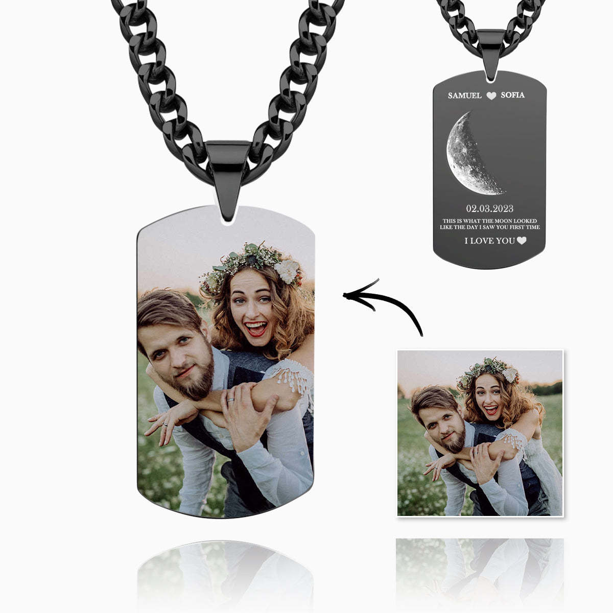 Personalized Moon Phase Photo Necklace Chic Chain Necklace Gifts For Lovers - soufeelmy