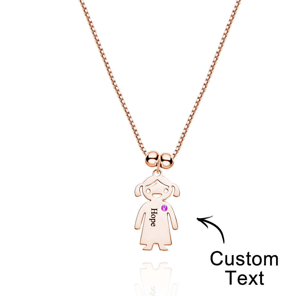 Mother's Necklace with Engravable Birthstone Children's Charms - soufeelmy