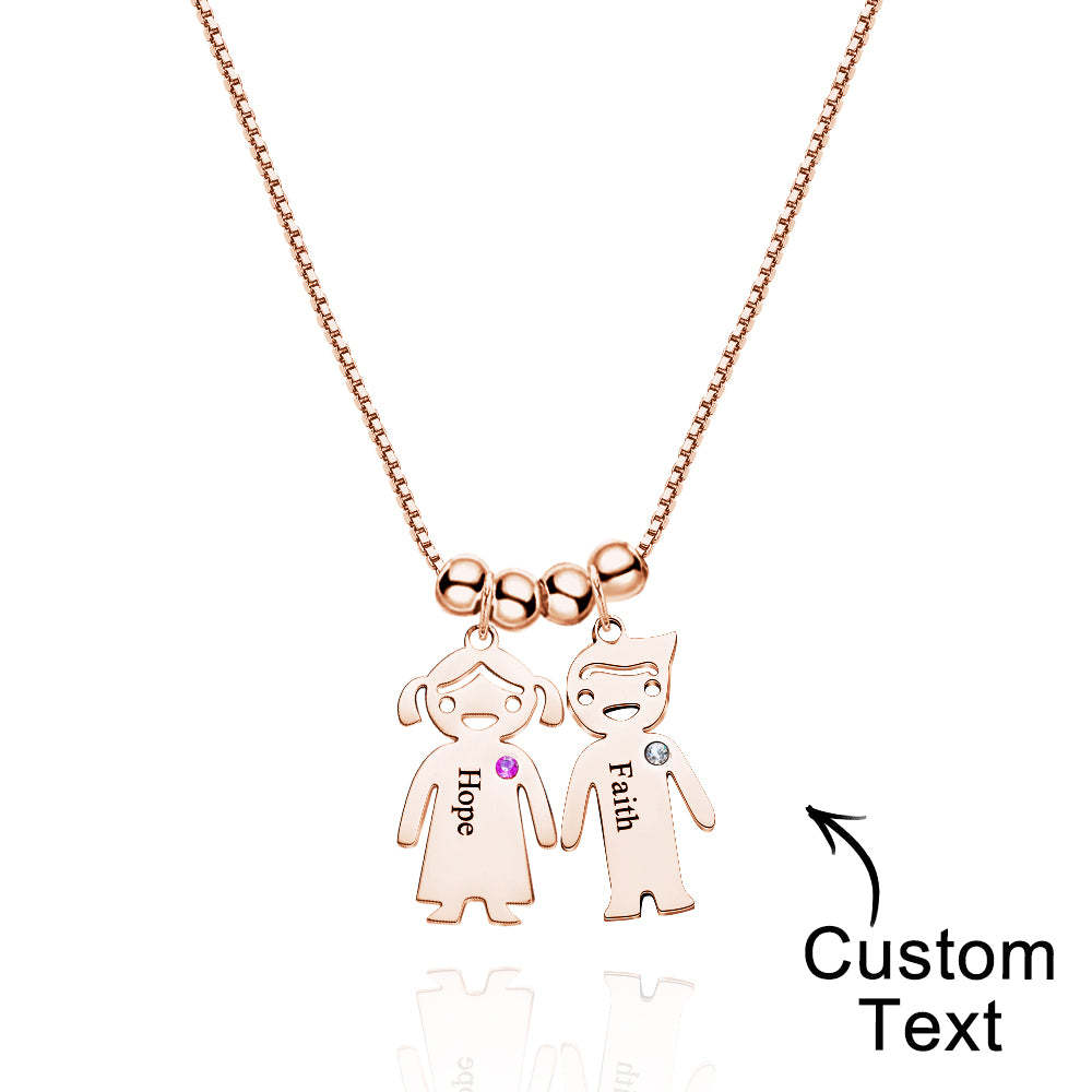 Mother's Necklace with Engravable Birthstone Children's Charms - soufeelmy