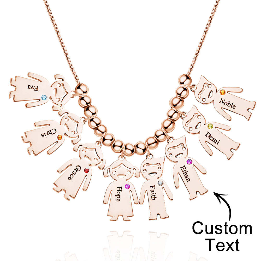 Mother's Necklace with Engravable Birthstone Children's Charms - soufeelmy