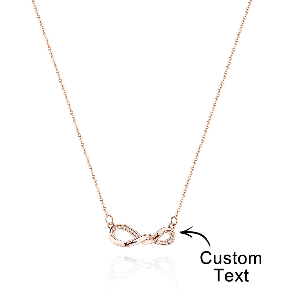 Radiant Engravable Necklace Twisted Infinity Memorial Pendant Gift For Her - soufeelmy