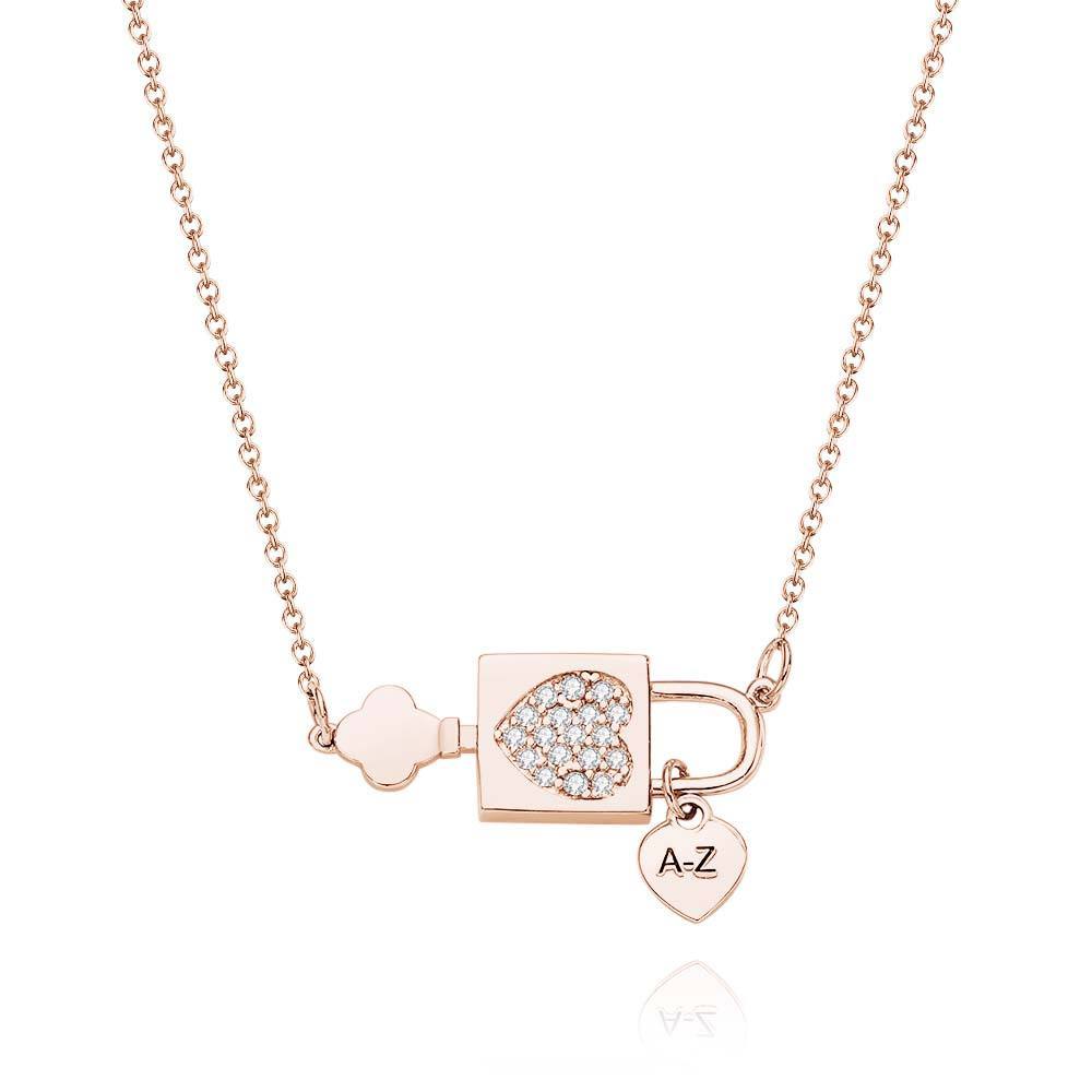 Custom Engraved Necklace Initial Necklace Alphabet Heart Lock Pendant Necklace for Women Gift for Her - soufeelmy