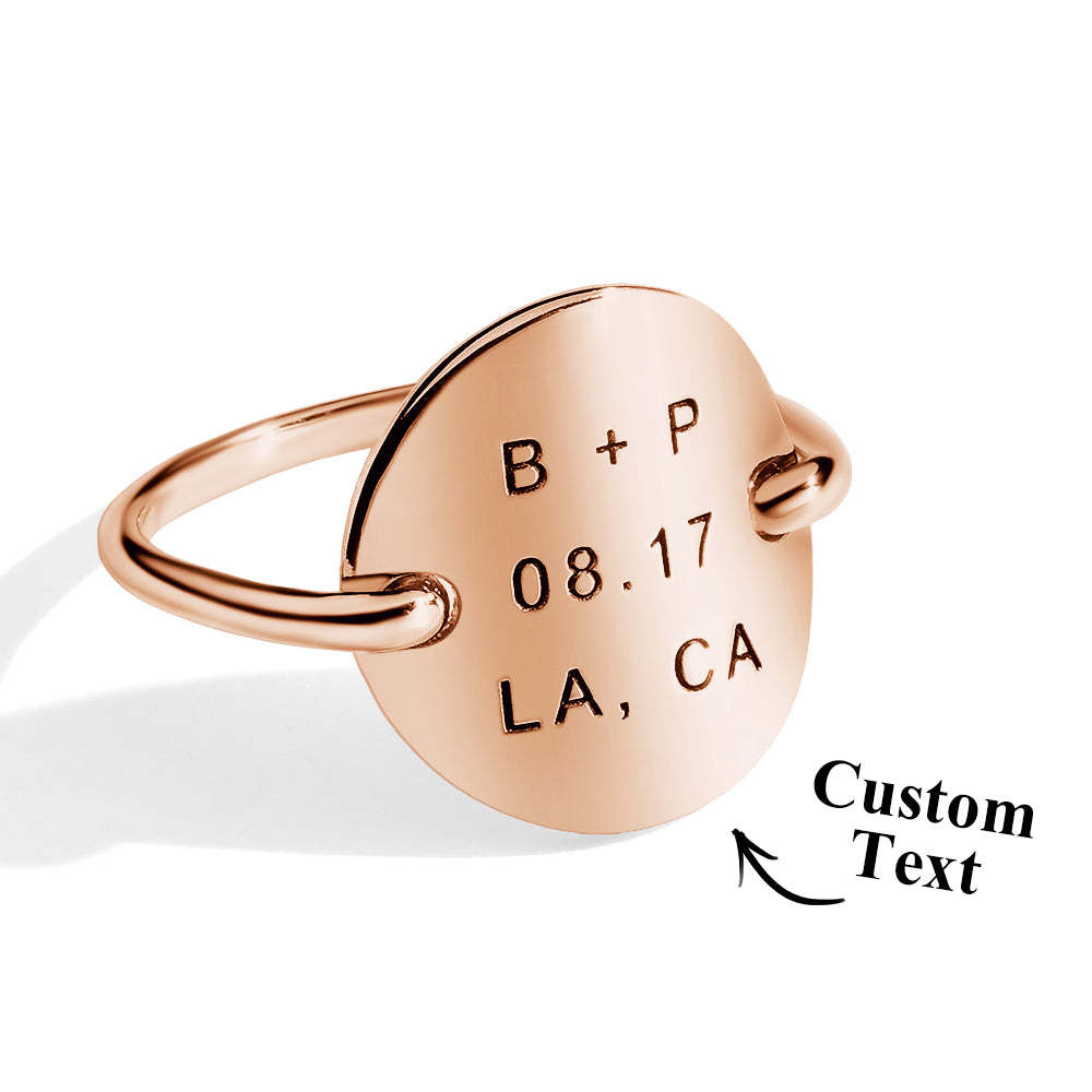 Custom Engraved Oval Ring Personalized Text Ring Gift for Her - soufeelmy