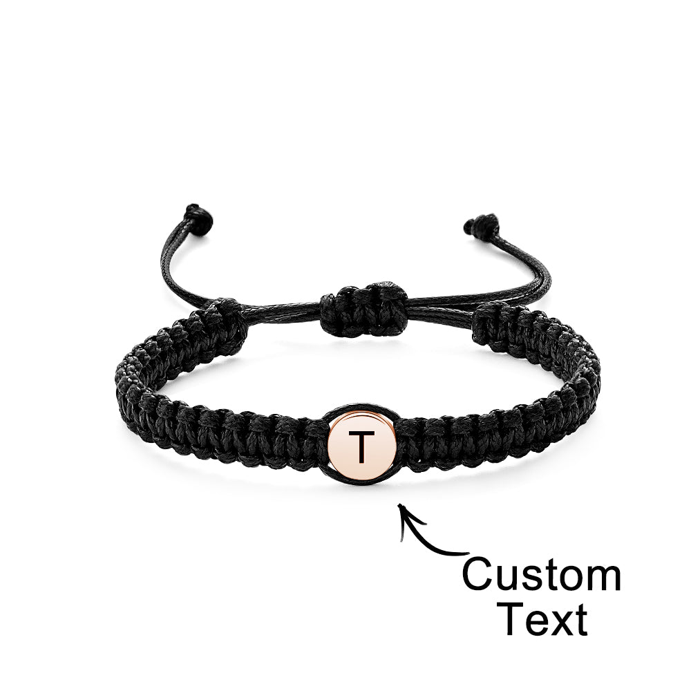 Personalized Initial Bracelets Engraving Braided Rope Wrist Bracelets Gift for Lover - soufeelmy