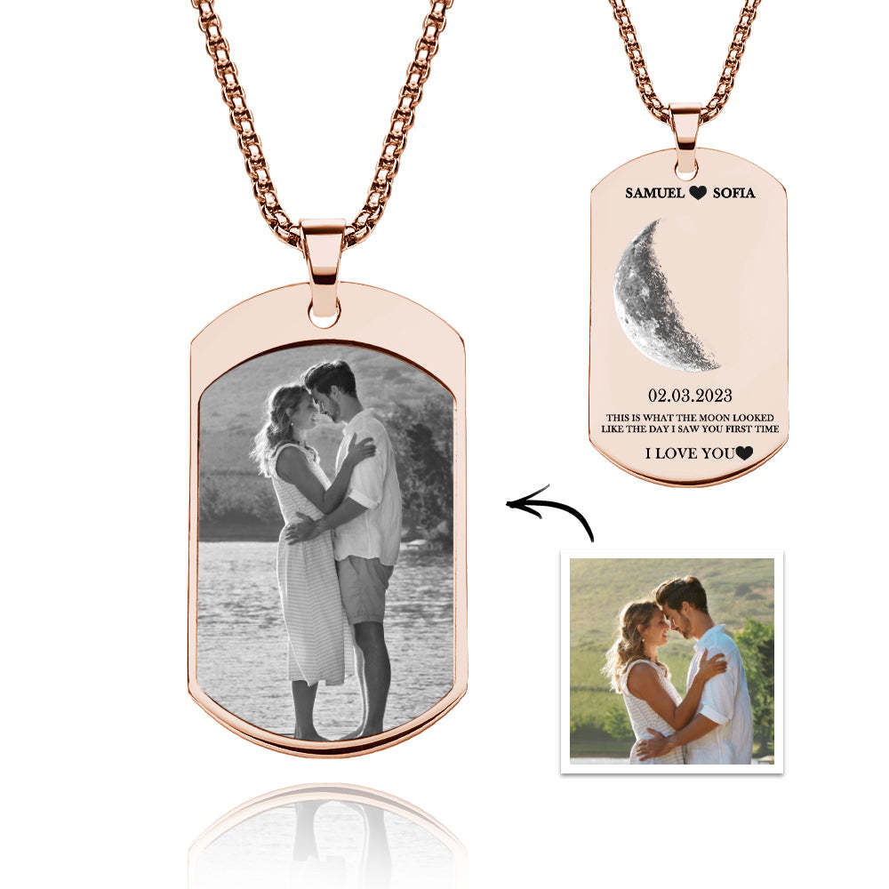 Custom Moon Phase Necklace Stylish Personalized Photo Pendant Valentine's Day Gift - soufeelmy