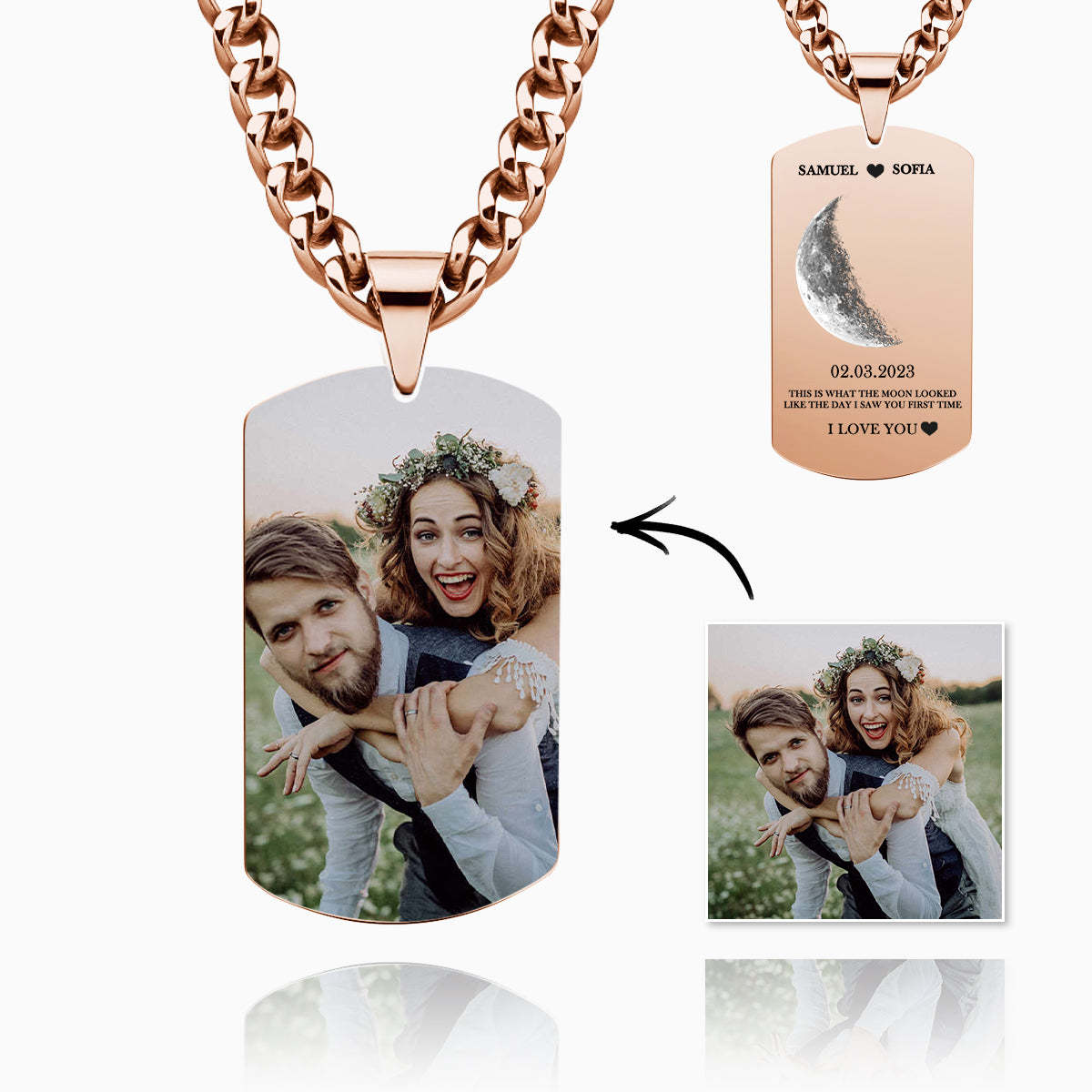 Personalized Moon Phase Photo Necklace Chic Chain Necklace Gifts For Lovers - soufeelmy