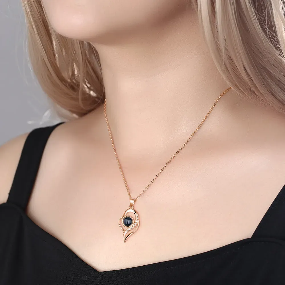 Custom Photo Projection Necklace with Real Rose Bear Gift box Rose Shaped Necklace Gift Box Jewellery Gift Box - soufeelmy