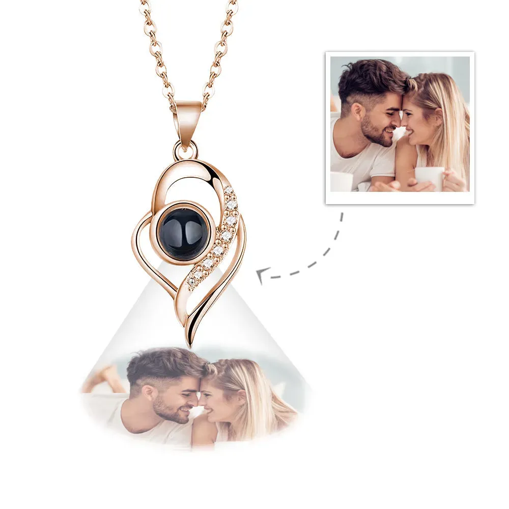 Custom Photo Projection Necklace with Real Rose Bear Gift box Rose Shaped Necklace Gift Box Jewellery Gift Box - soufeelmy