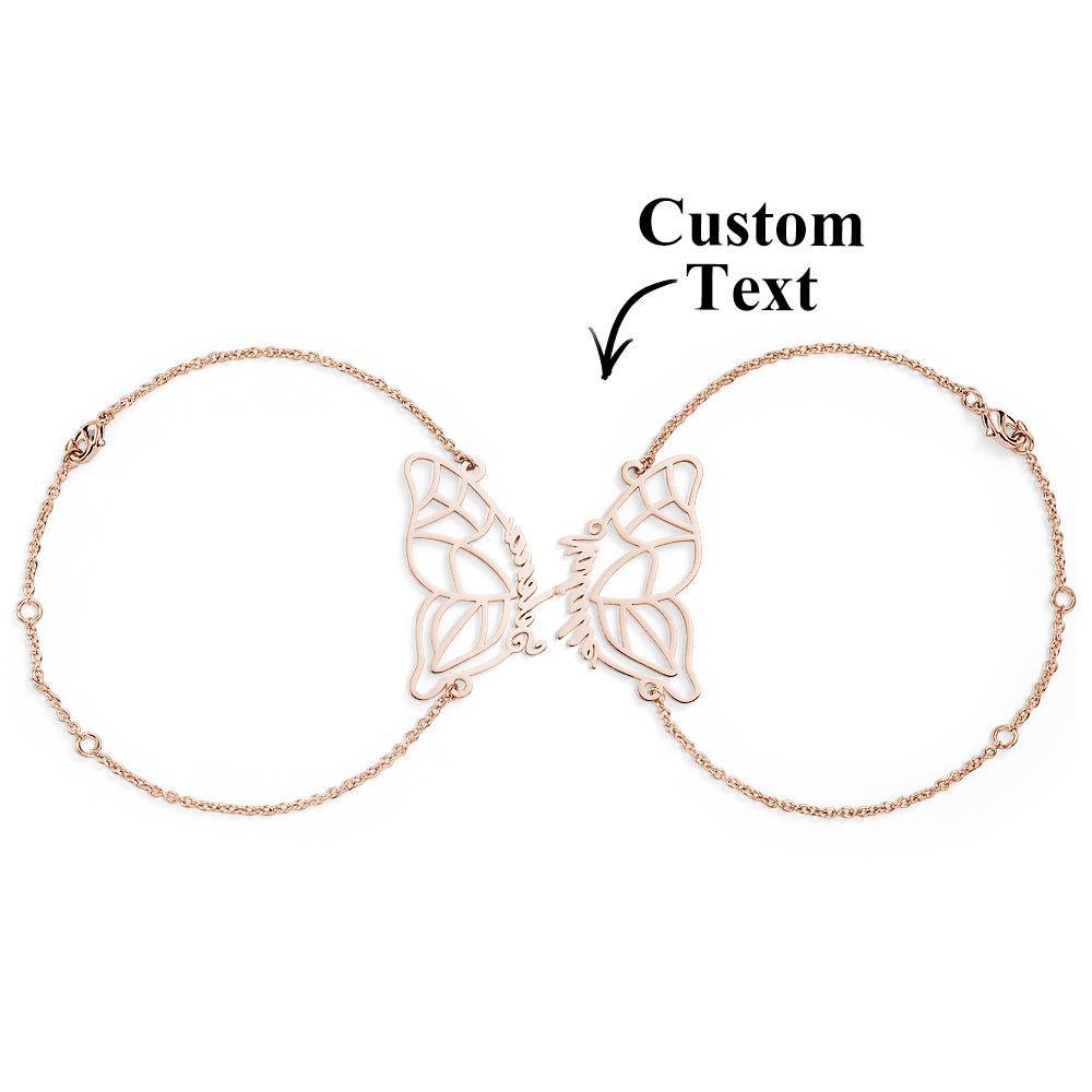 Custom Name Two Butterfly Bracelets Romantic Couple Gift - soufeelmy