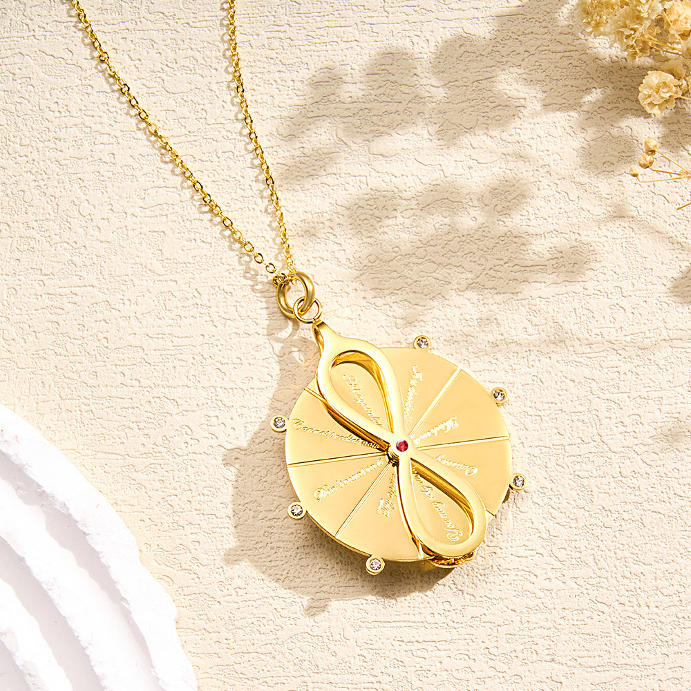 Custom Engraved Turntable Necklace Double Side Disc Proverb Pendant Love Gift - soufeelmy