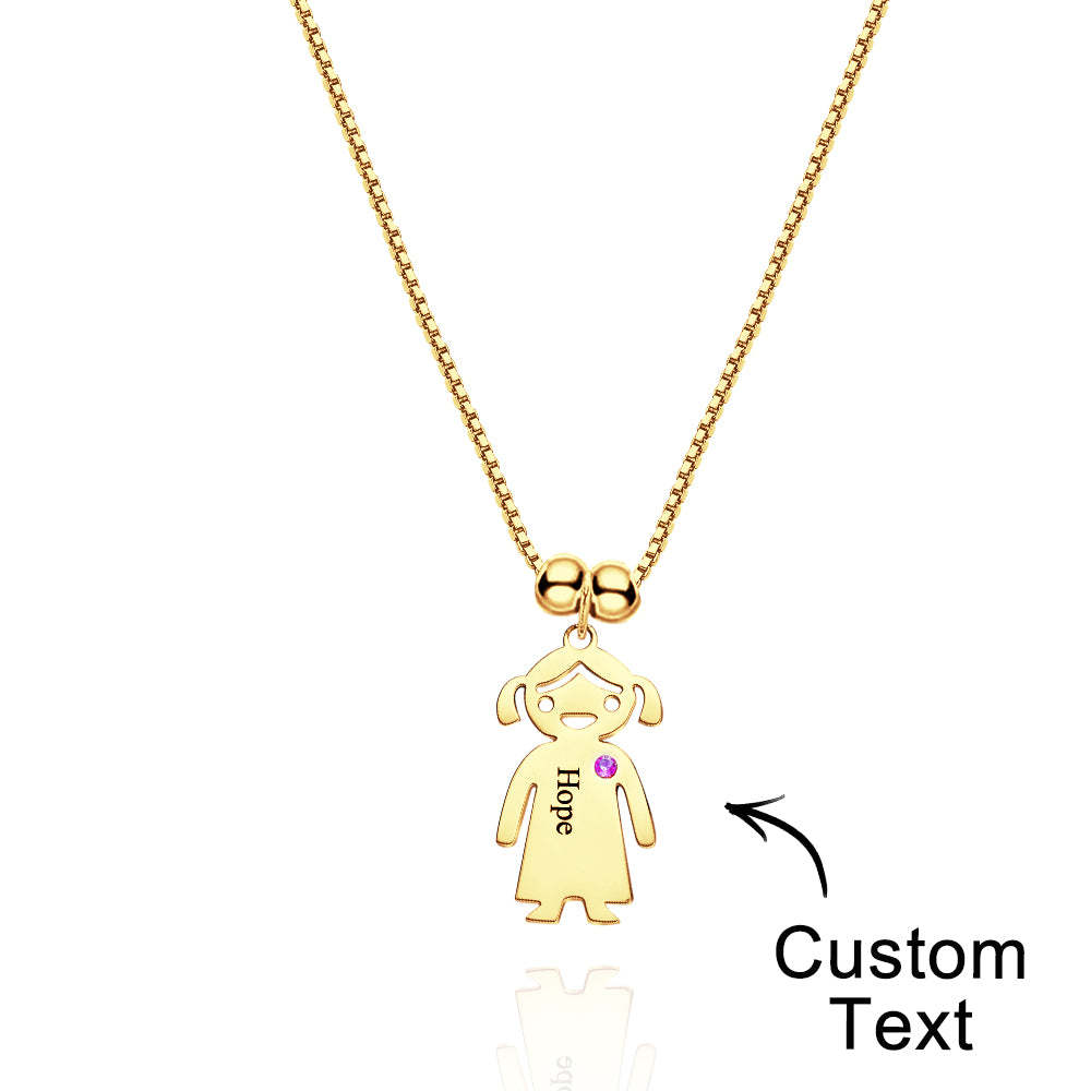Mother's Necklace with Engravable Birthstone Children's Charms - soufeelmy