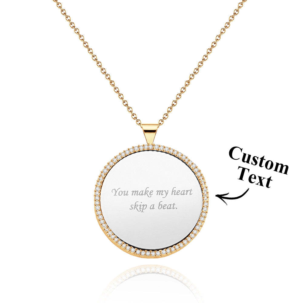 Engravable Mirror Necklace Elegant Ziron Pendant Jewelry Gifts For Women - soufeelmy