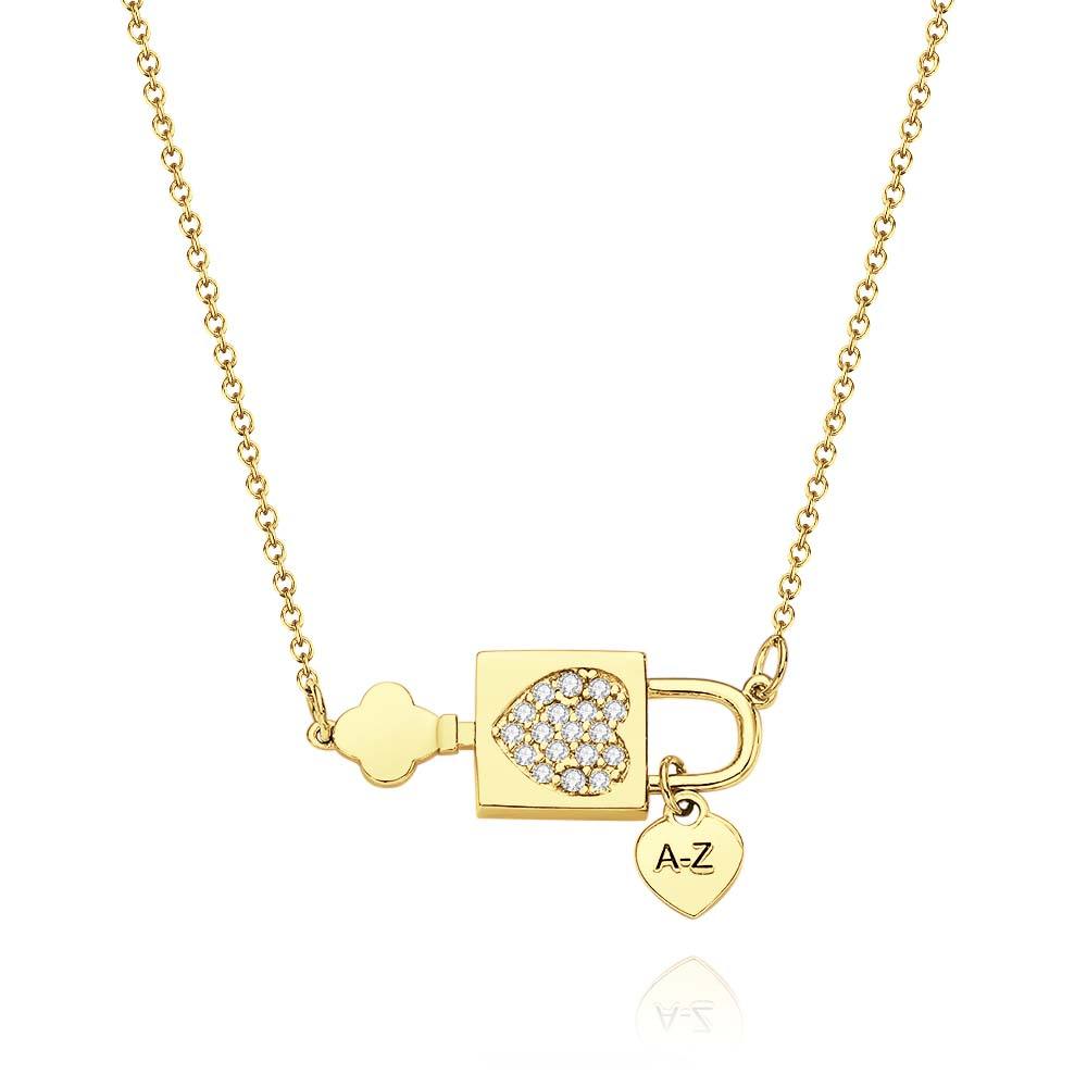 Custom Engraved Necklace Initial Necklace Alphabet Heart Lock Pendant Necklace for Women Gift for Her - soufeelmy